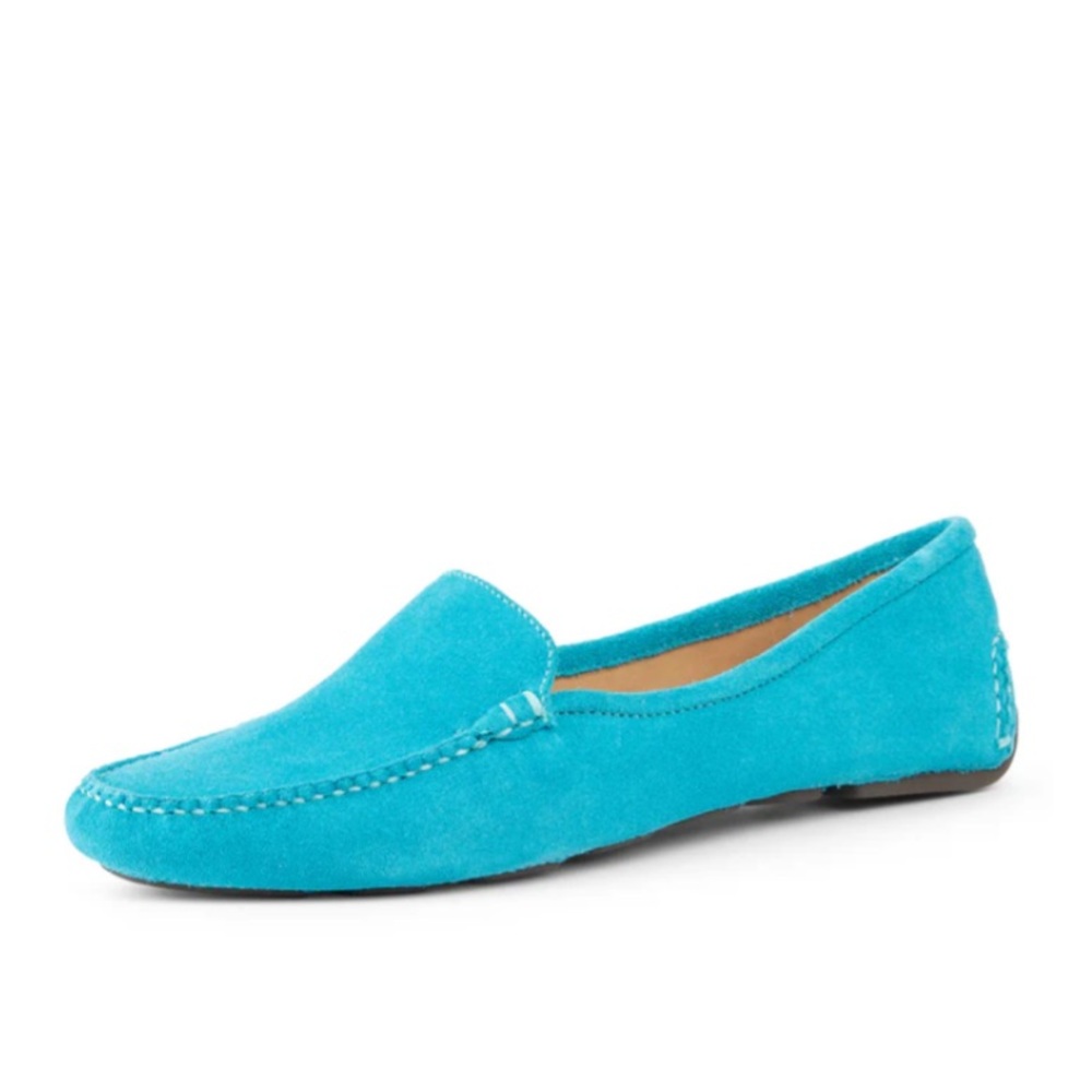 Patricia Green Jillian Turquoise Suede Loafers Driving Moccasins - 8.5